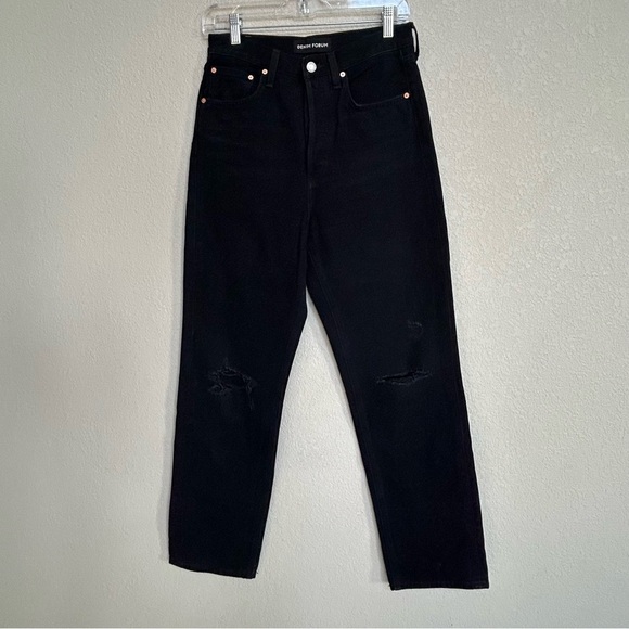 Aritzia Denim Forum The Bonet High Rise Loose Distressed Jeans Women’s 25 Black - Picture 2 of 12